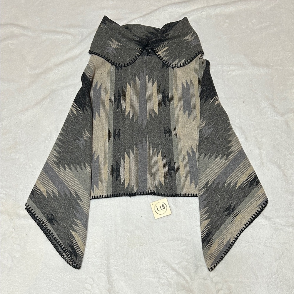 NWT - Elegant Black and Gray Poncho